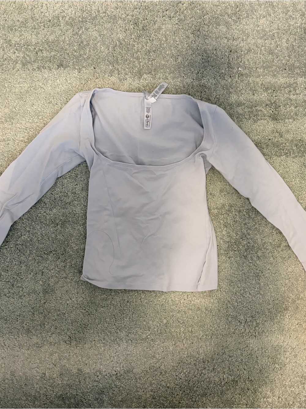 SKIMS powder blue Long Sleeve Scoop Neck cotton jersey Top